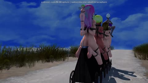 骑木马列车（百合束缚性爱）- 3D MMD